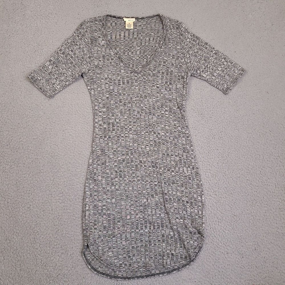 Wet Seal Sweater‎ Dress Small Vintage Y2K Gray Knit Short Sleeve Cozy USA Made